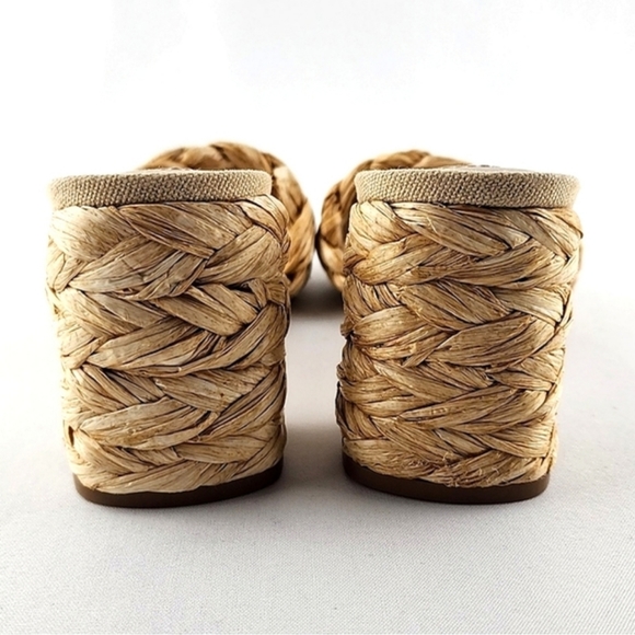 STEVE MADDEN Laveda Woven Natural Slip On Sandals Block Heel Square Toe Sz 6.5M - Picture 8 of 12